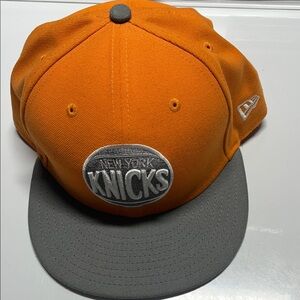 New Era Orange and Gray Cap with Knicks Logo